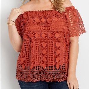 Burnt orange lightweight off the shoulder top from Maurices.  Size Large.